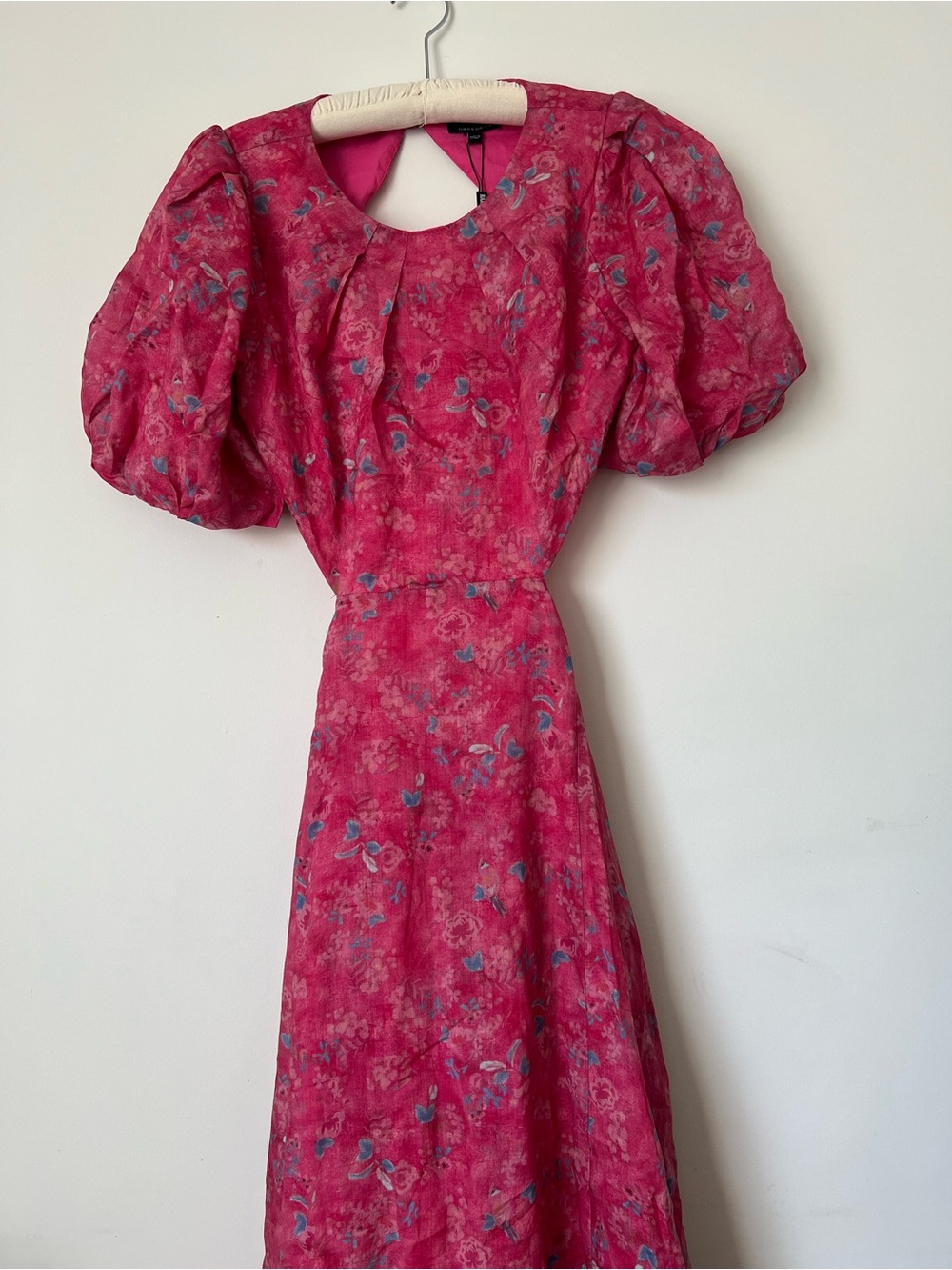 NWT Pink Floral Puff-Sleeve Maxi Dress